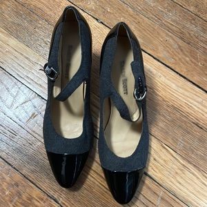 Black and grey heels